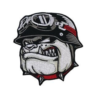 Biker Bulldog Motorcycle Embroidered Iron On Patch